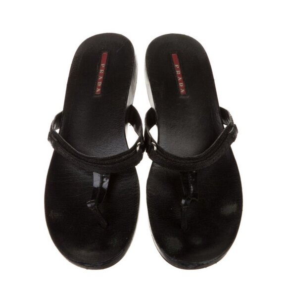 Prada Sport Authentic Solid Black Women’s Thong Flat Sandals Slides 11 41 - Picture 3 of 9